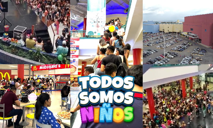 Imagen que muestra diferentes áreas del Centro Comercial Metropolis Valencia durante la celebración del día del niño
