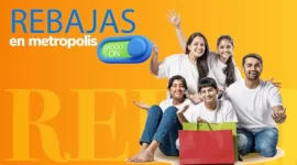 Afiche con familia para promover las ofertas increibles de las tiendas en Metropolis Valencia