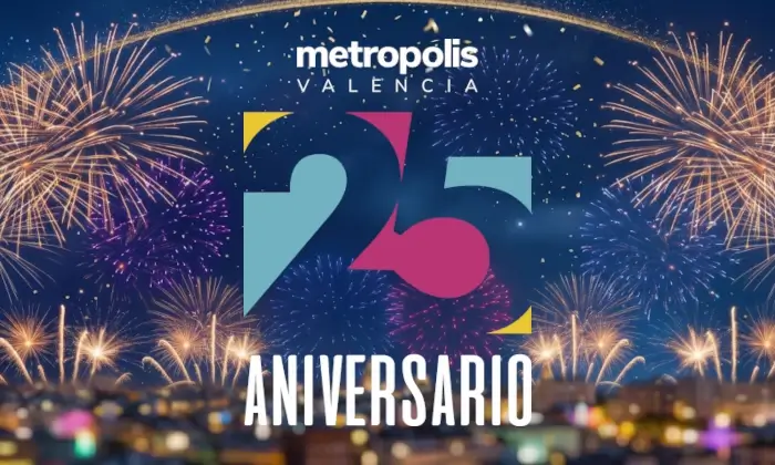 Imagen con el logo para celebrar los 25 años de Metropolis Valencia